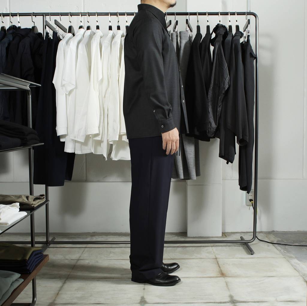 Casely Hayford ケイスリー ヘイフォード ロングカラーシャツ DILLON サマーウール チャコールグレー