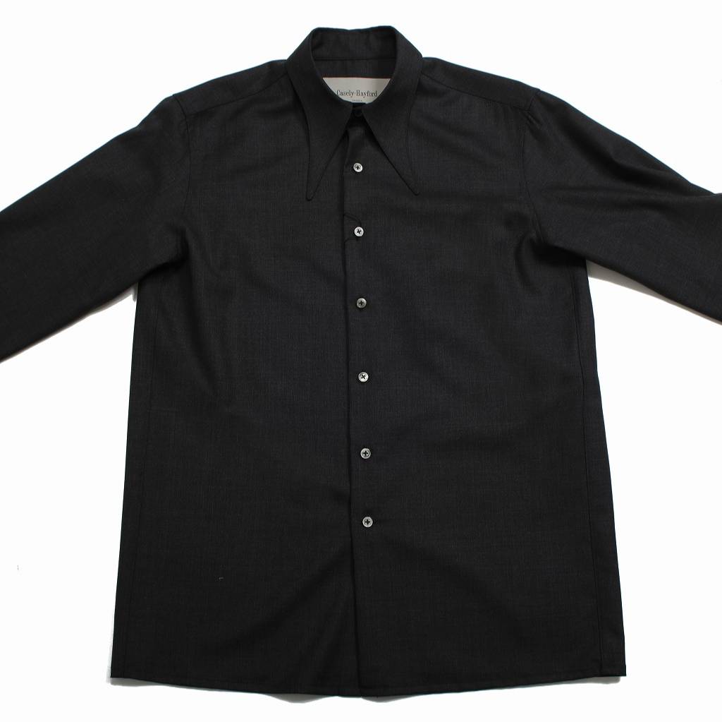 Casely Hayford ケイスリー ヘイフォード ロングカラーシャツ DILLON サマーウール チャコールグレー