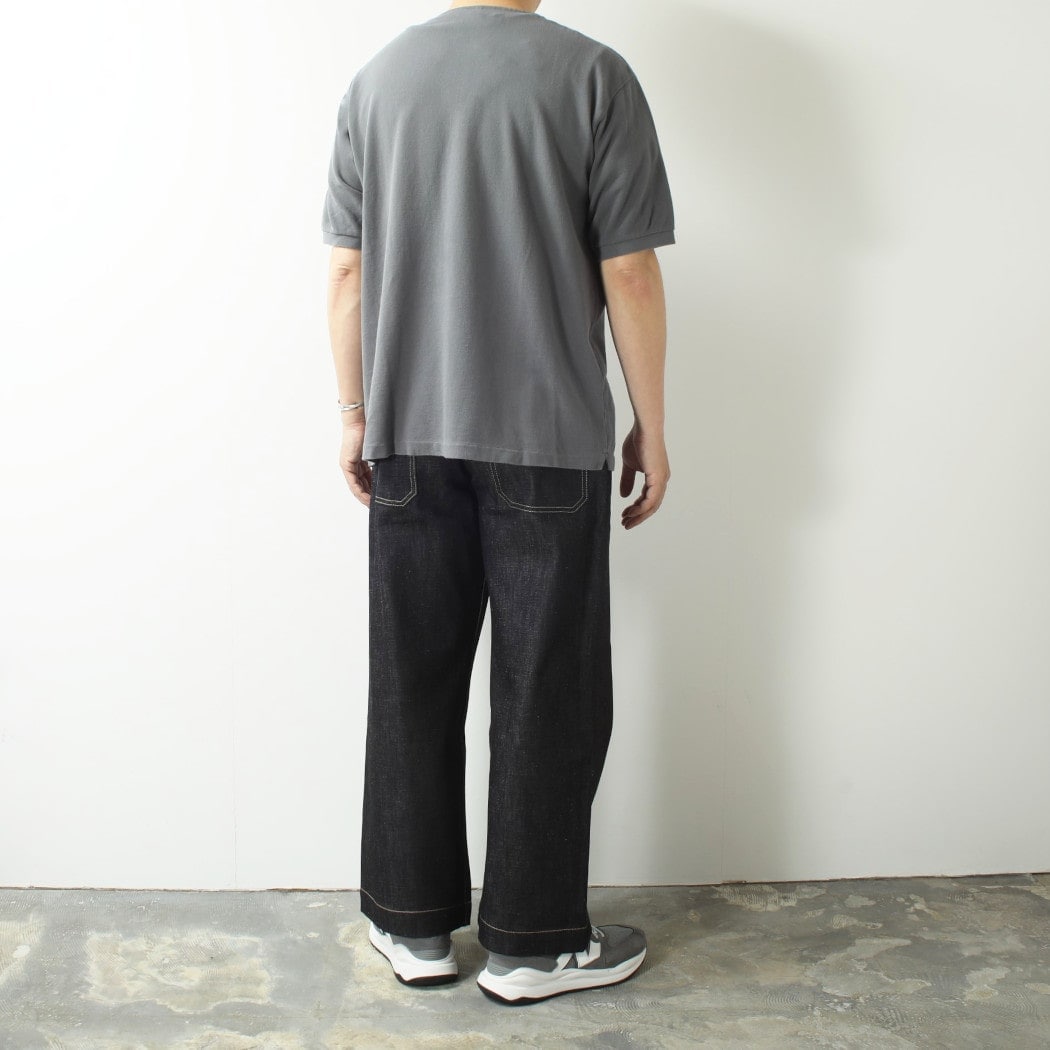 サイベーシックス SCYE BASICS ウオッシュド 鹿の子 ヘンリーネック Tシャツ Cotton Pique Henley Neck Shirt グレー