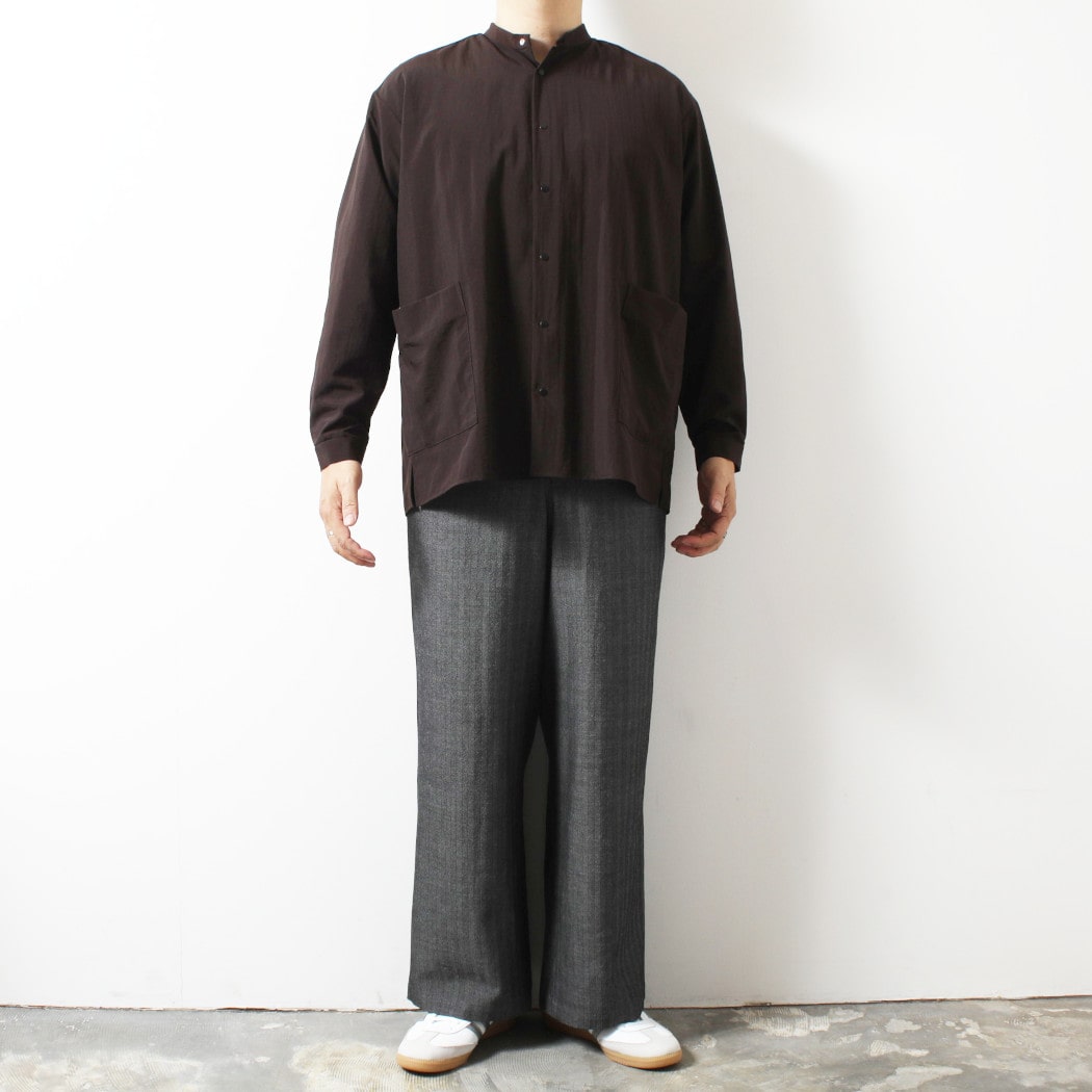 amne アンヌ ナイロン パーク シャツ ブラウン NYLON park shirts CHOCOLATE