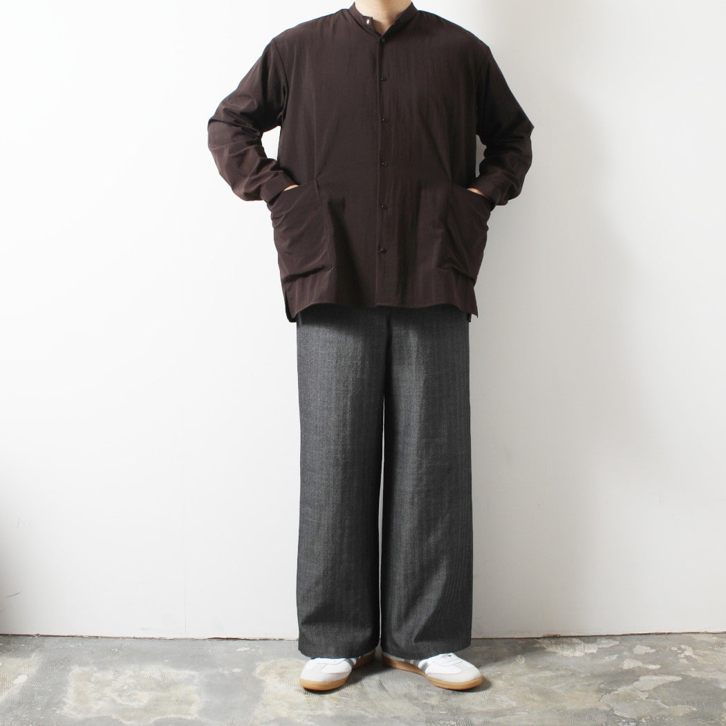 amne アンヌ ナイロン パーク シャツ ブラウン NYLON park shirts CHOCOLATE