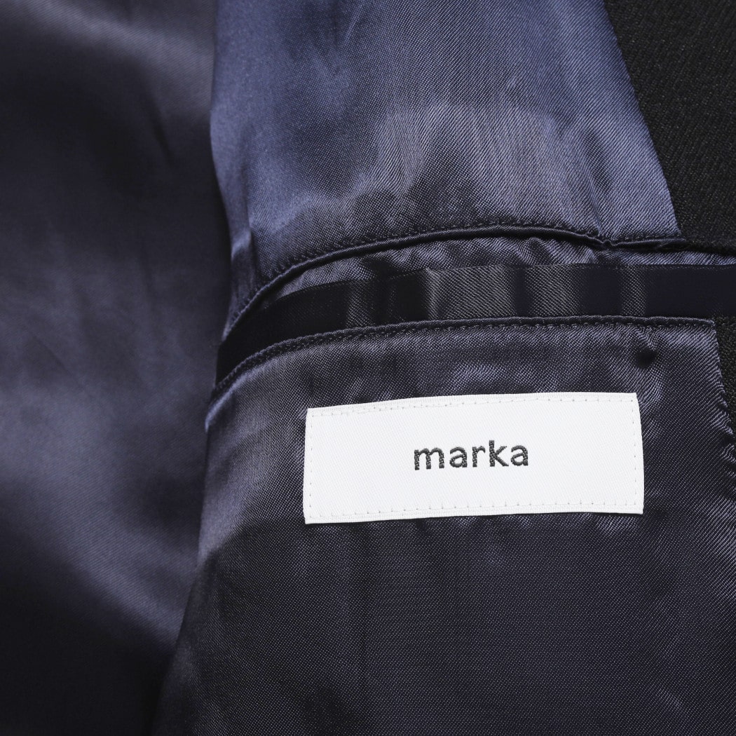 marka マーカ ウールサージ ワッシャータンブラー ラグランスリーブコート シャンブレー ブラック