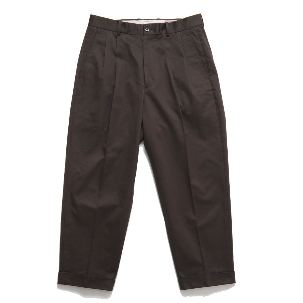 SCYE BASICS サイ ベーシックス サンホアキン綿 2プリーツ テーパードパンツ San Joaquin Chino Pleated Tapered ブラウン