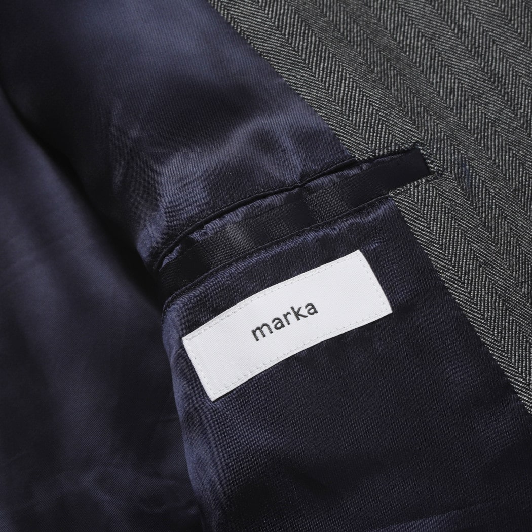 marka マーカ ウールサージ ワッシャータンブラー ラグランスリーブコート ヘリンボン グレー