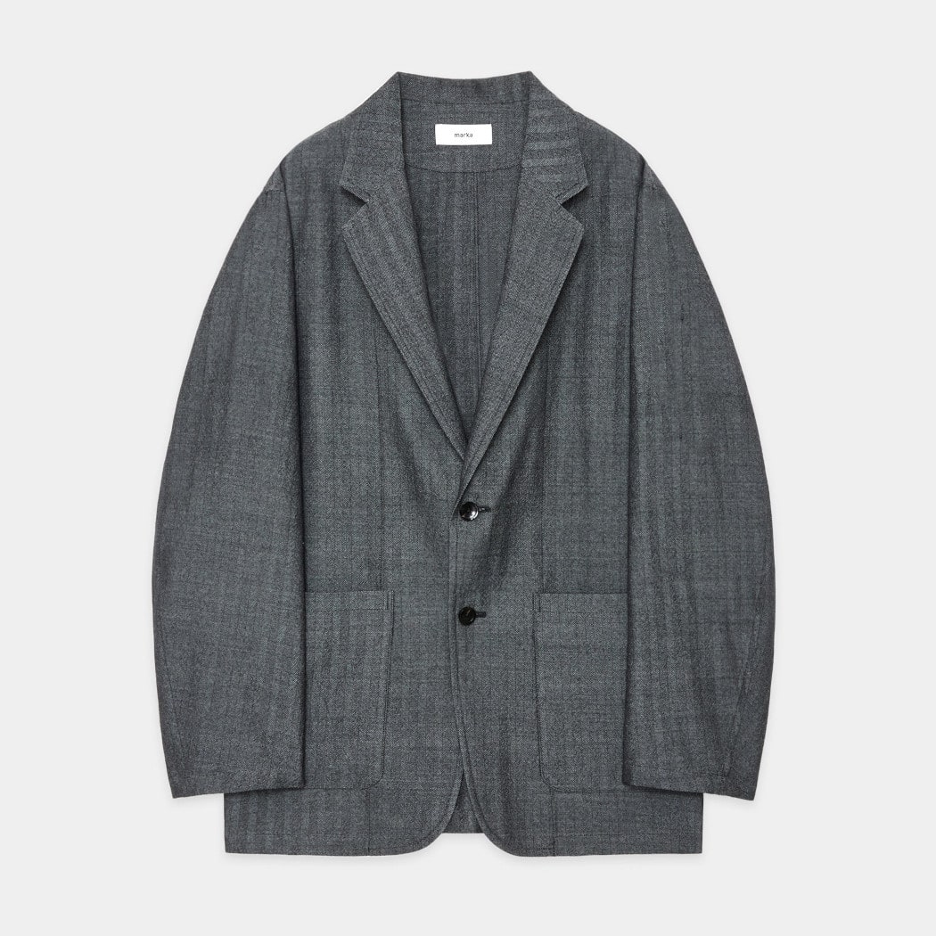マーカ ウールサージ ワッシャータンブラー ストロールアラウンドジャケット ヘリンボン グレー STROLL AROUND JACKET GRY