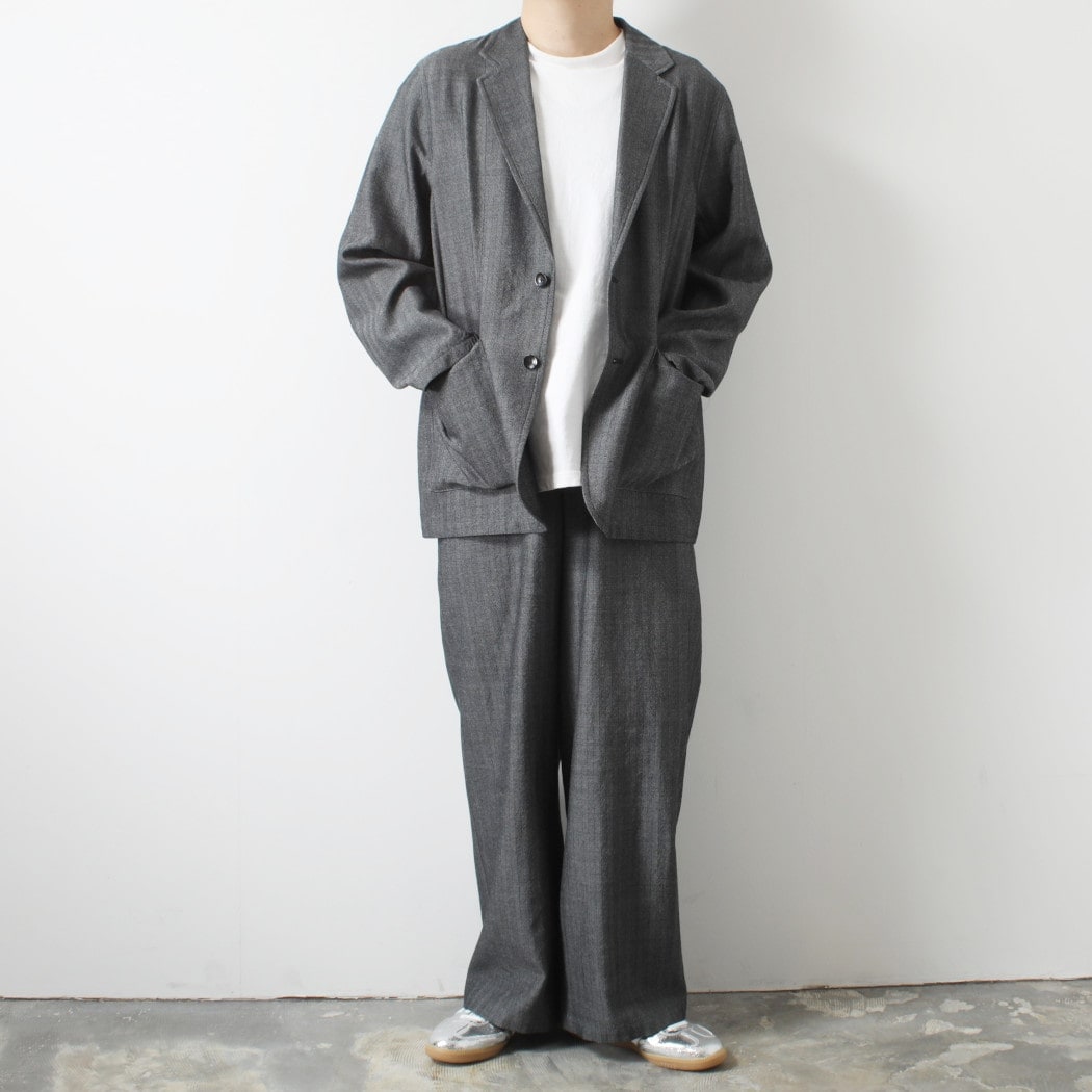 マーカ ウールサージ ワッシャータンブラー ストロールアラウンドジャケット ヘリンボン グレー STROLL AROUND JACKET GRY