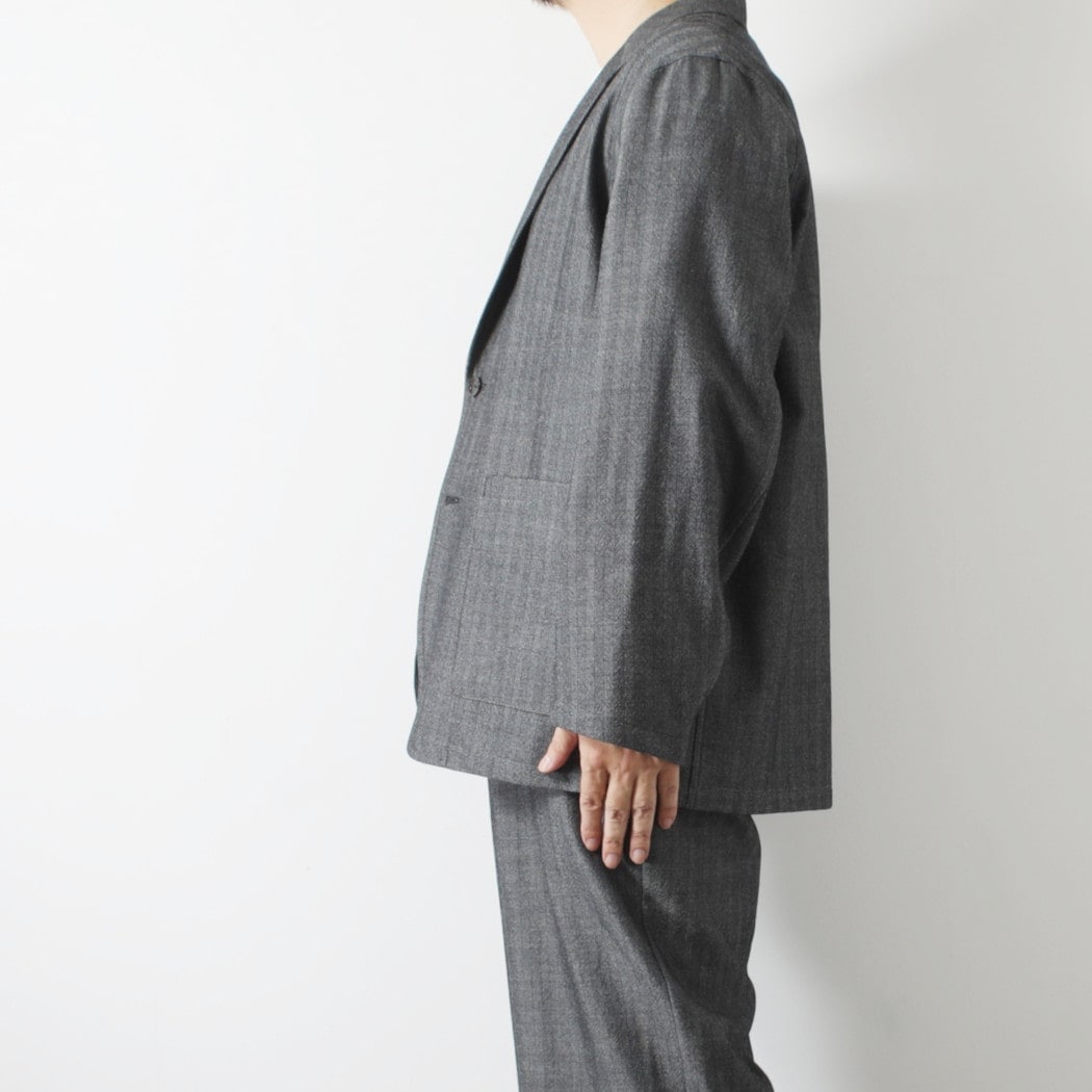 マーカ ウールサージ ワッシャータンブラー ストロールアラウンドジャケット ヘリンボン グレー STROLL AROUND JACKET GRY