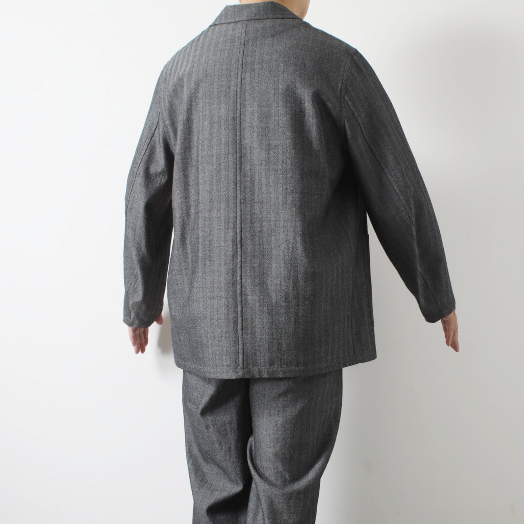 マーカ ウールサージ ワッシャータンブラー ストロールアラウンドジャケット ヘリンボン グレー STROLL AROUND JACKET GRY