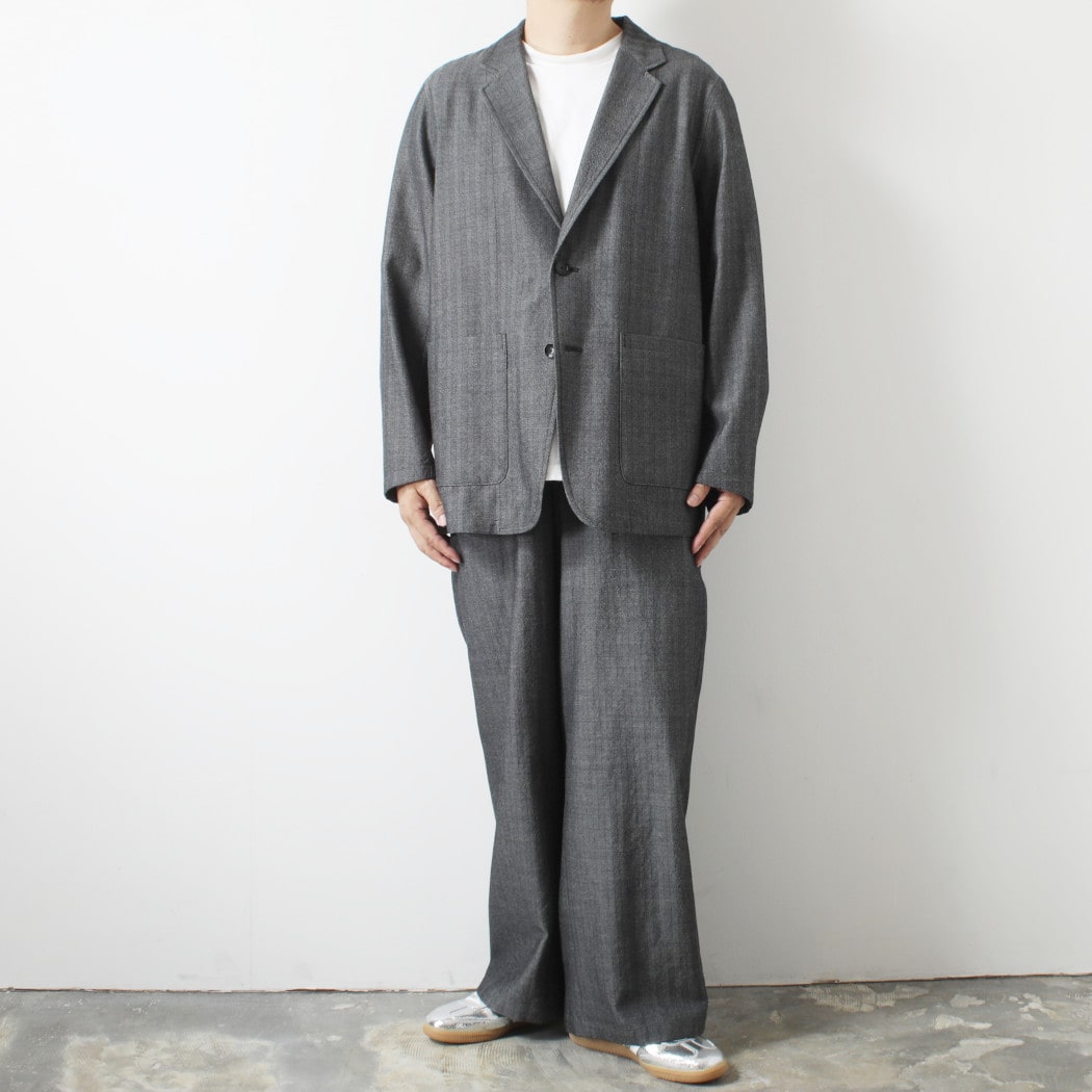 マーカ ウールサージ ワッシャータンブラー ストロールアラウンドジャケット ヘリンボン グレー STROLL AROUND JACKET GRY