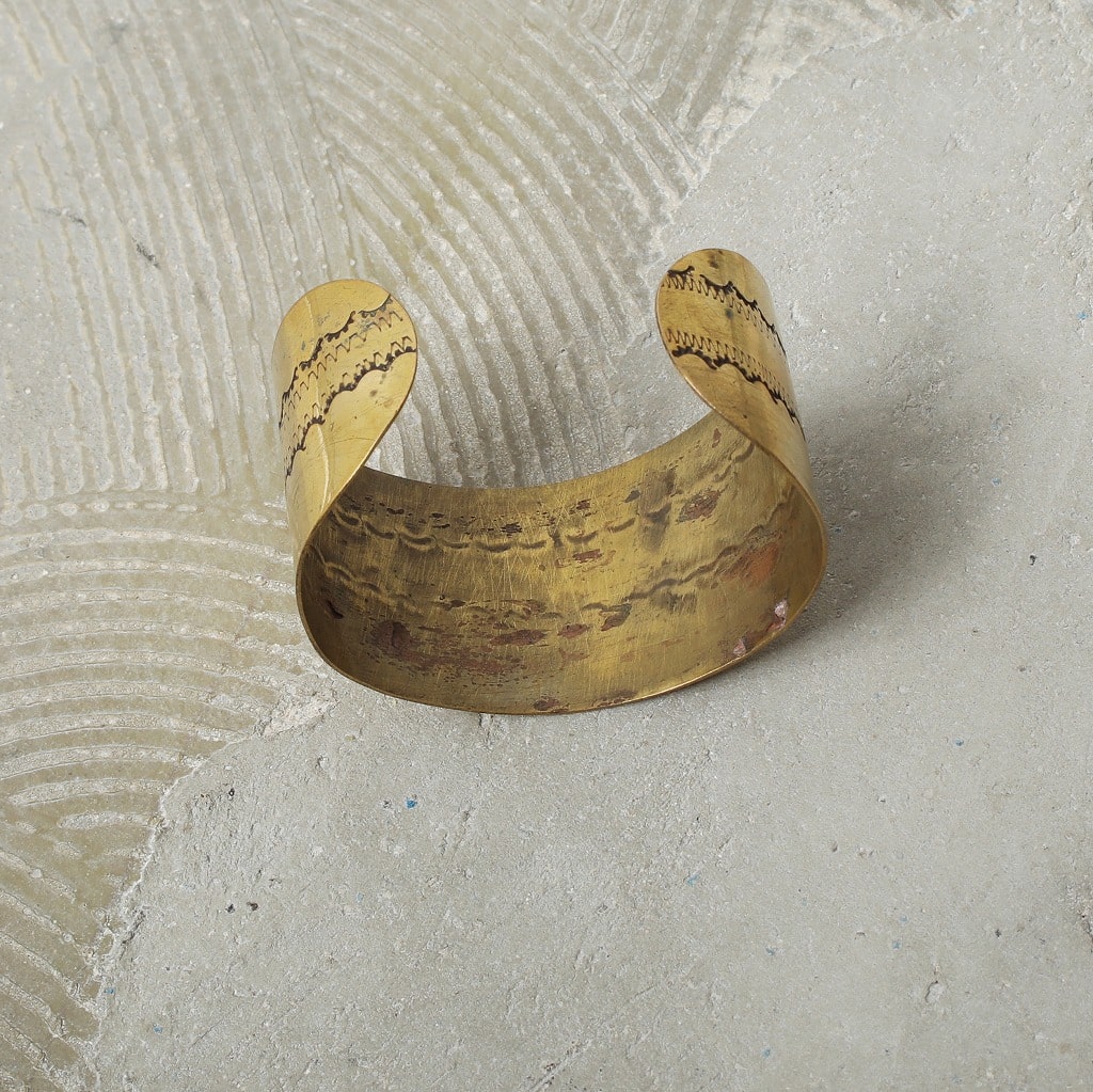 アフリカンブラス ワイドバングル 真鍮 ハンドメイド ゴールド B