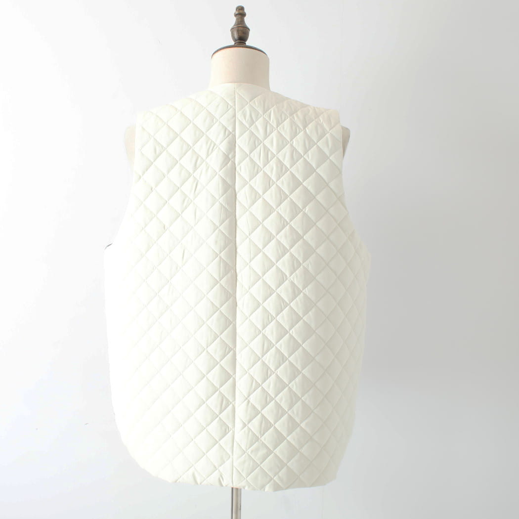amne アンヌ メルトン・キルト スイッチベスト グレー×ホワイト MELTON QUILT switch vest Heather amn-VT-001