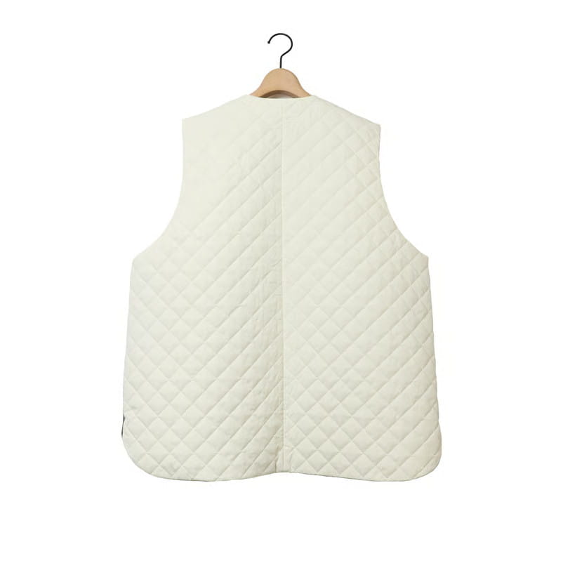 amne アンヌ メルトン・キルト スイッチベスト グレー×ホワイト MELTON QUILT switch vest Heather amn-VT-001
