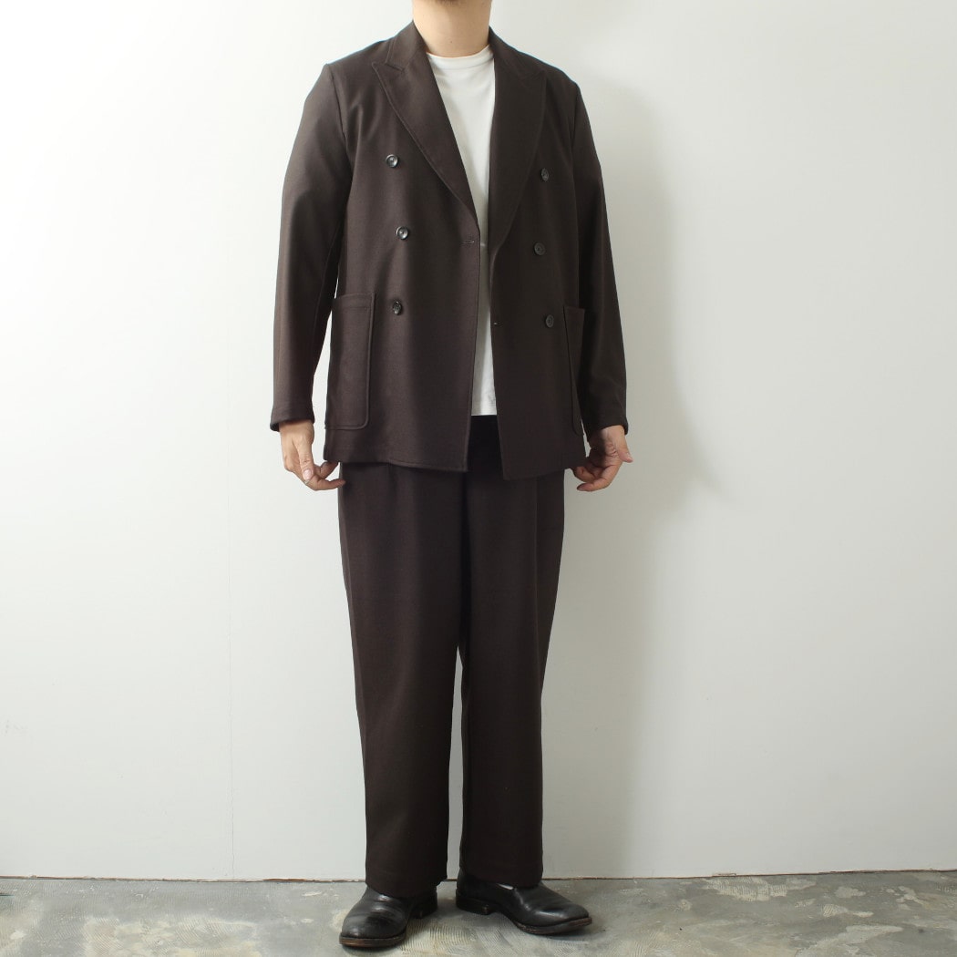 marka マーカ オフィサーパンツ 2プリーツ ワイド ダークブラウン OFFICER PANTS 2TUCK WIDE