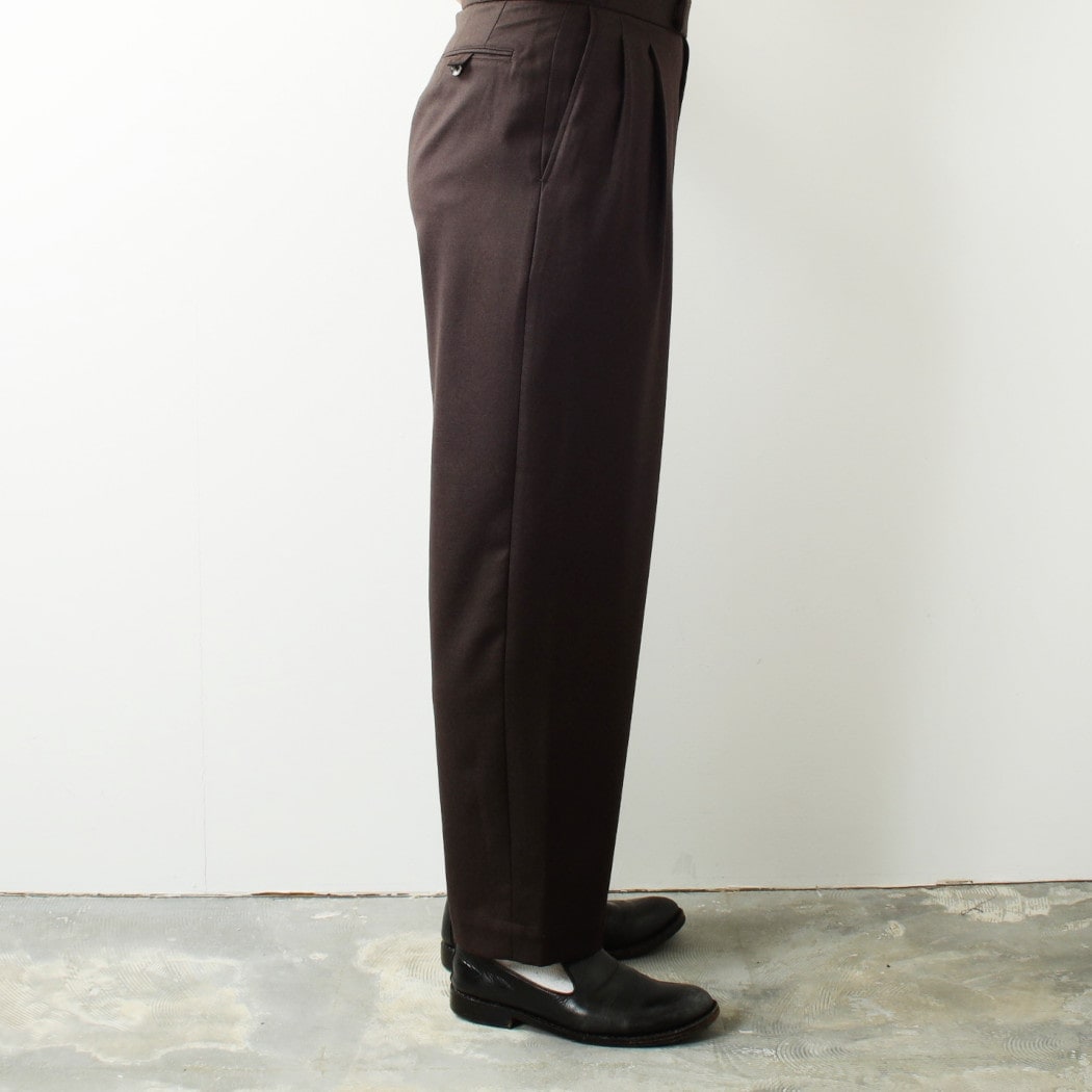 y*9様 marka OFFICER PANTS ウールスラックス ブラウン 2 marka マーカ オフィサーパンツ 2プリーツ ワイド ダークブラウン