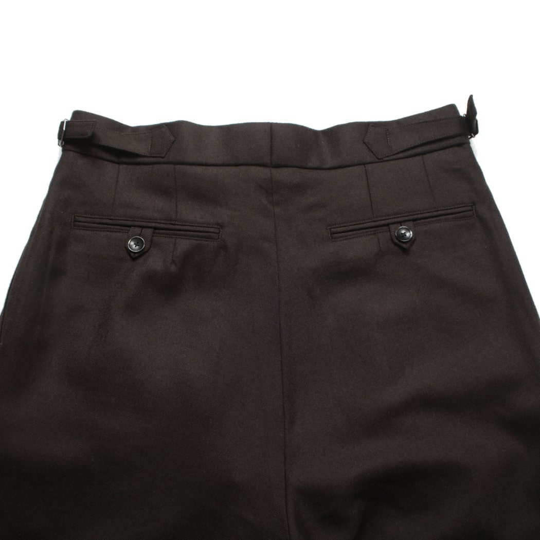 marka マーカ オフィサーパンツ 2プリーツ ワイド ダークブラウン