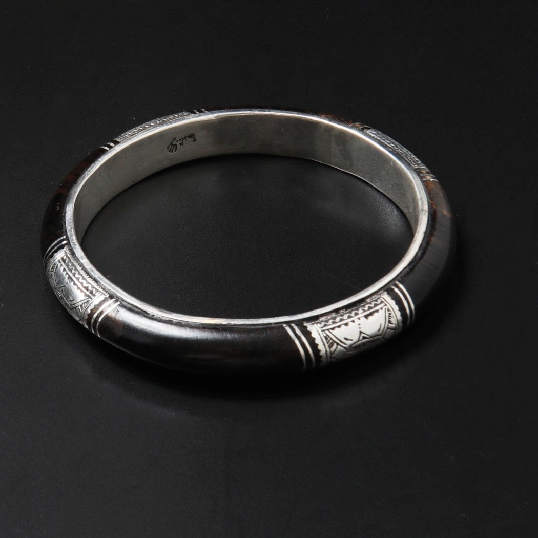 TOUAREG SILVER JEWELRY トゥアレグ シルバー ジュエリー POURE SILVER BANGLE エボニーウッド シルバーブレスレット BR9-1 細