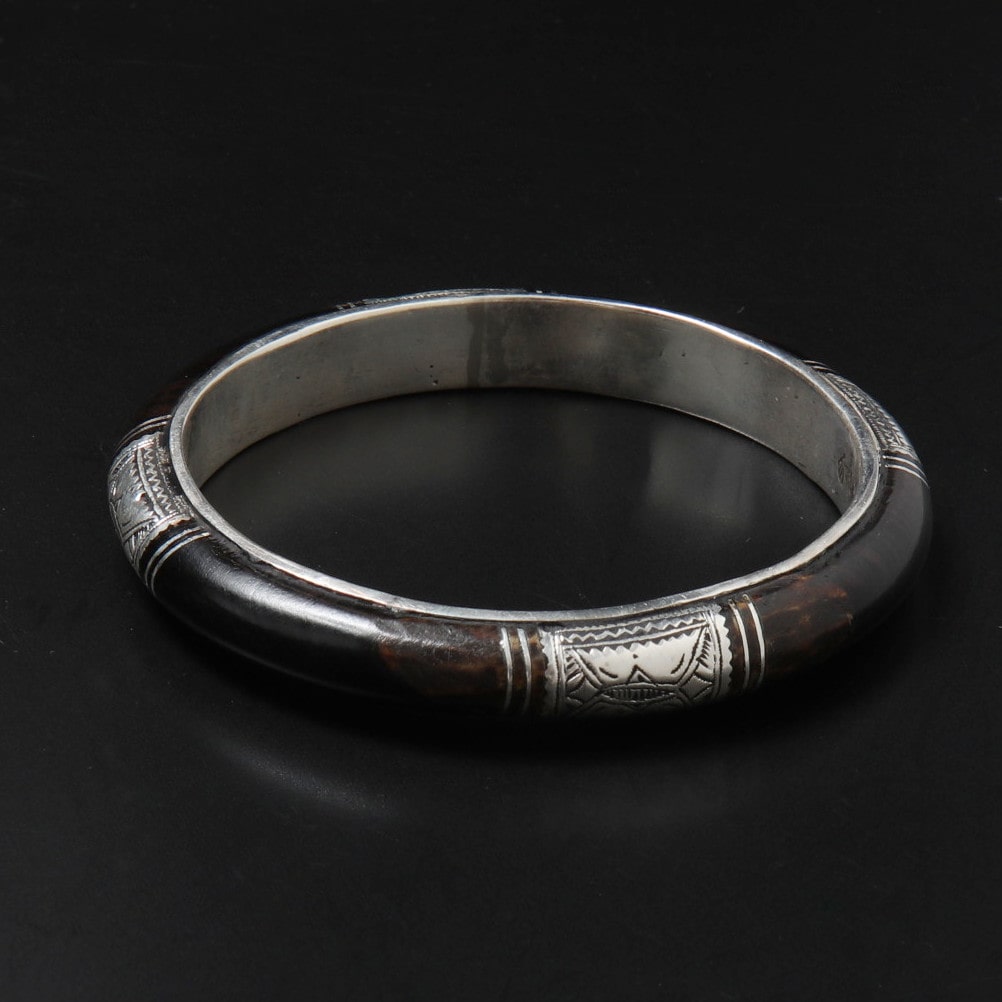 TOUAREG SILVER JEWELRY トゥアレグ シルバー ジュエリー POURE SILVER BANGLE エボニーウッド シルバーブレスレット BR9-1 細