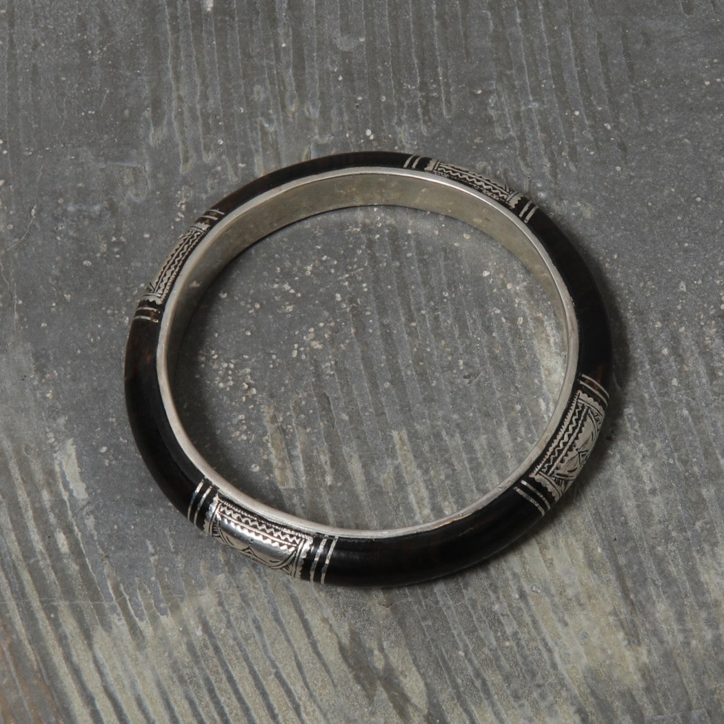 TOUAREG SILVER JEWELRY トゥアレグ シルバー ジュエリー POURE SILVER BANGLE エボニーウッド シルバーブレスレット BR9-1 細