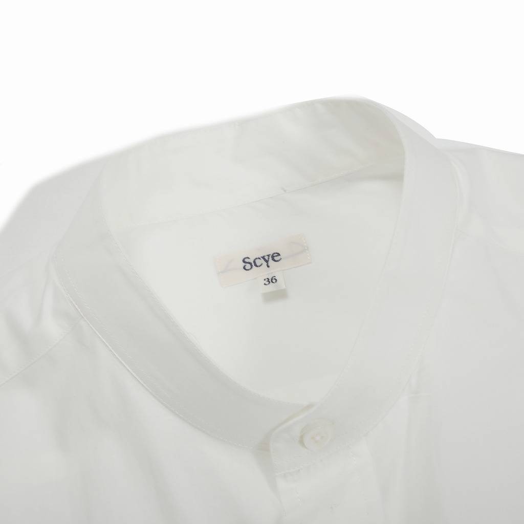 Scye サイ シャツ Washed Cotton Poplin Grandad Collar Shirt ウオッシュドコットン ポプリン バンドカラー オフシロ