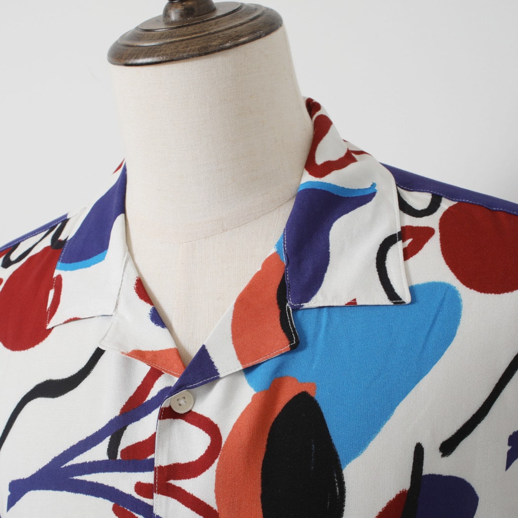 WAXLONDON ワックスロンドン ディドコット シャツ BRZ-REB_DIDCOT BLOCK SCRBBLE RED/BLUE