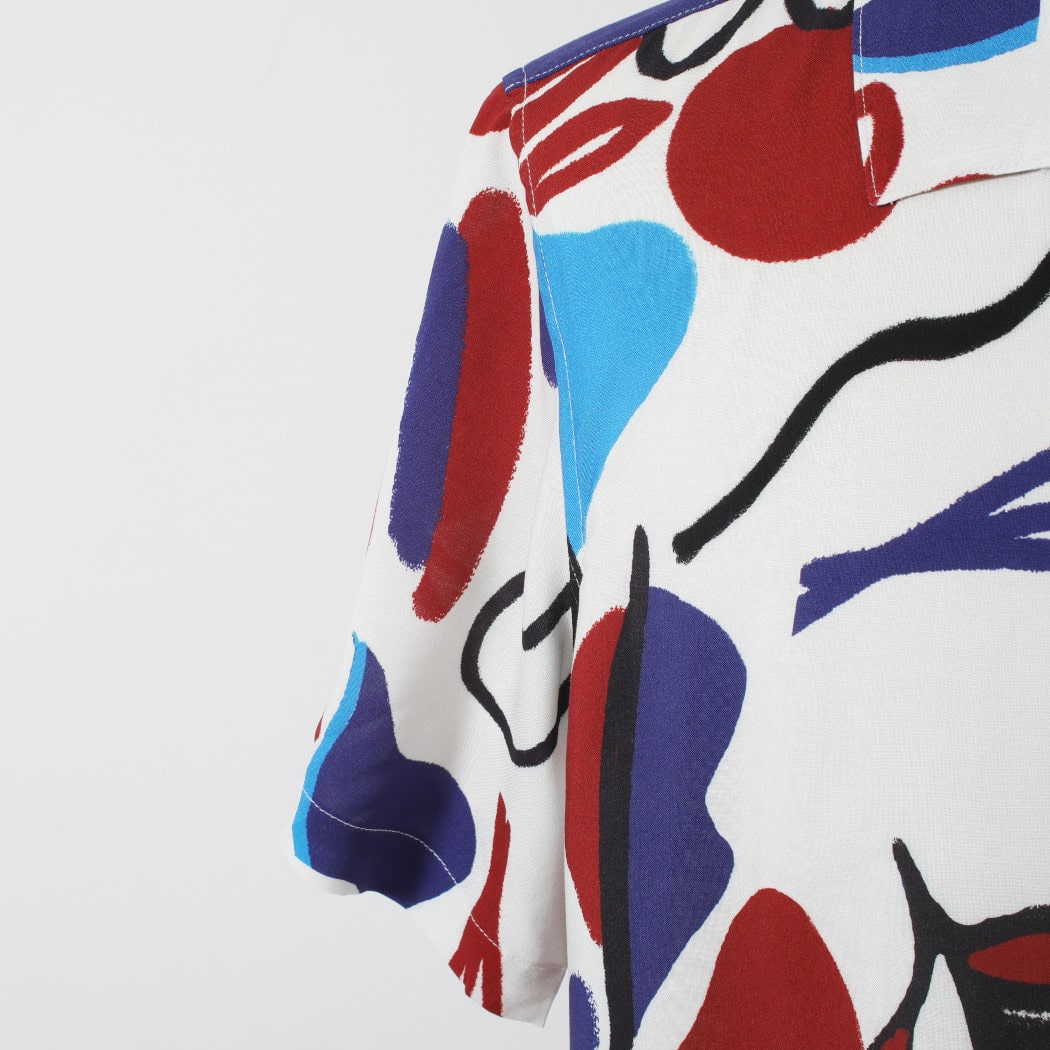 WAXLONDON ワックスロンドン ディドコット シャツ BRZ-REB_DIDCOT BLOCK SCRBBLE RED/BLUE