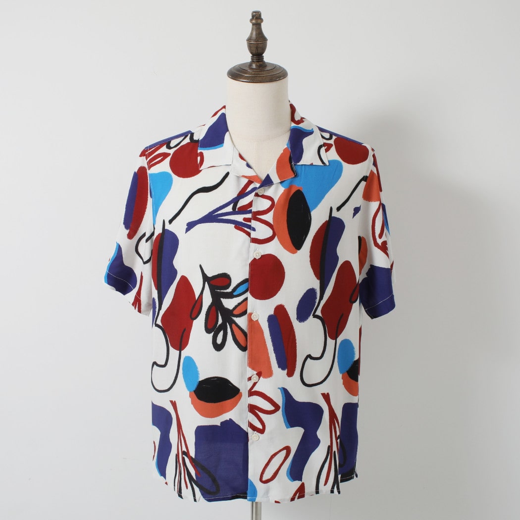 WAXLONDON ワックスロンドン ディドコット シャツ BRZ-REB_DIDCOT BLOCK SCRBBLE RED/BLUE