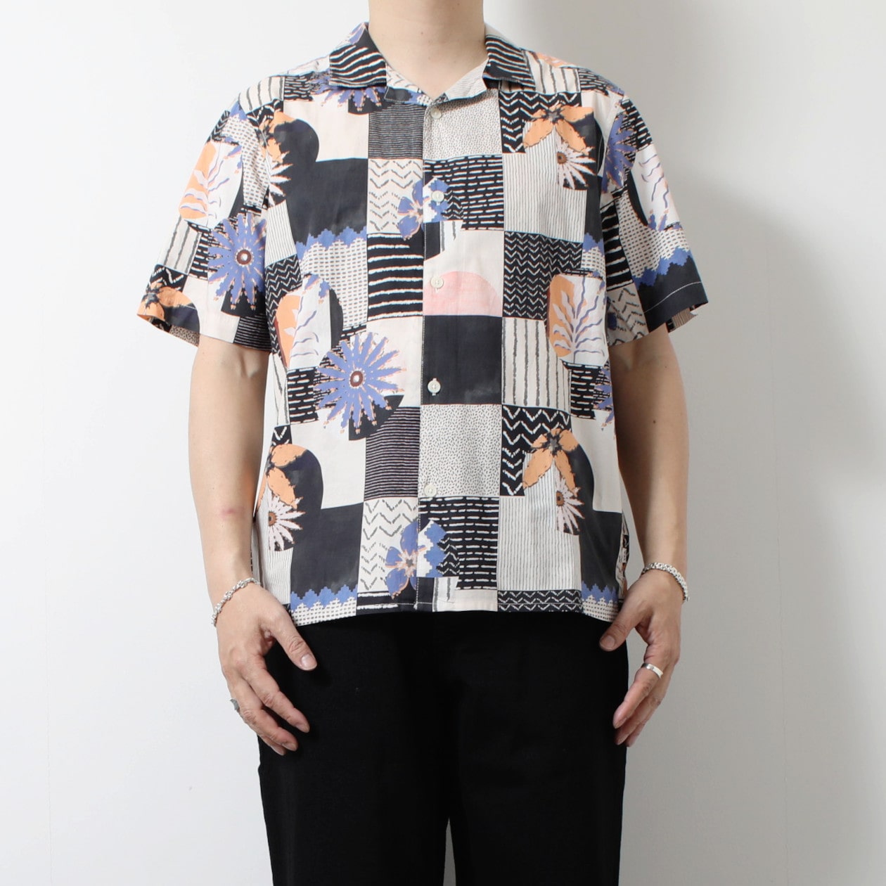 WAXLONDON ワックスロンドン ディドコット シャツ BOQ-BKM_DIDCOT GRID FLORAL BLACK/MULTI M