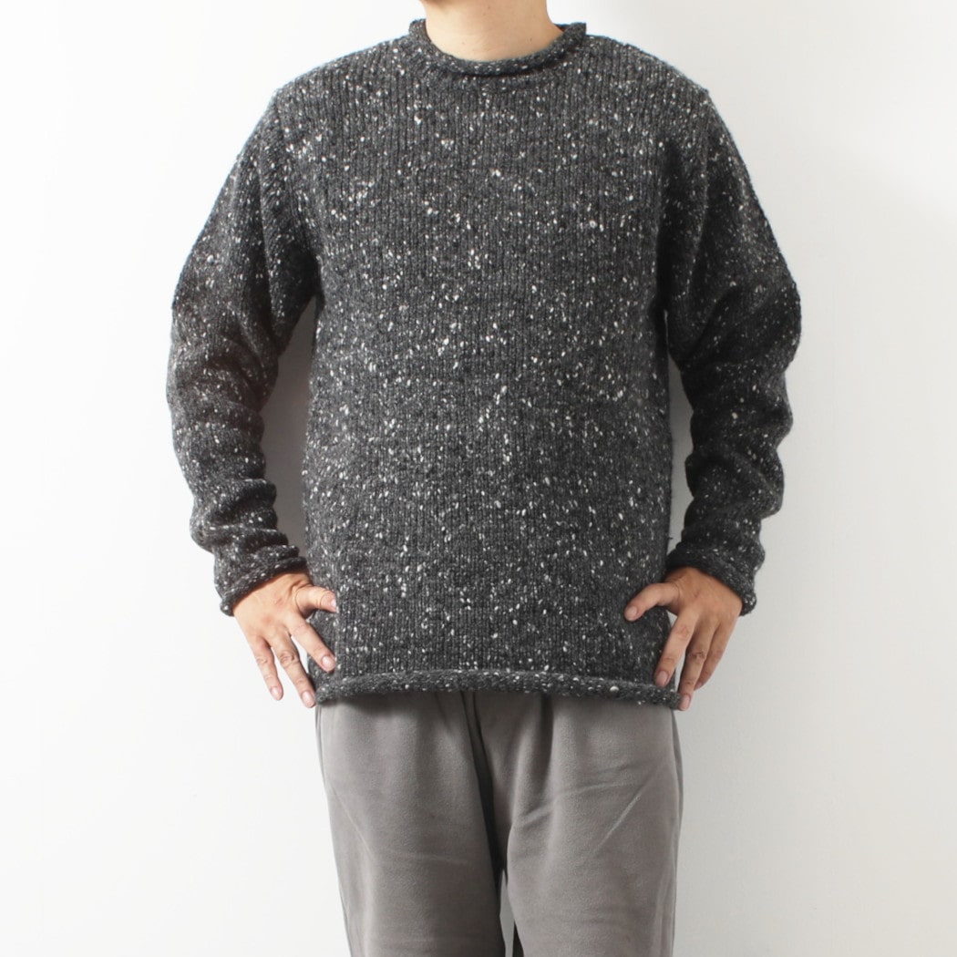 aran woollen mills アラン ウーレン ミルズ Roll Neck Sweater ツイードロールネックセーター454 ブラック