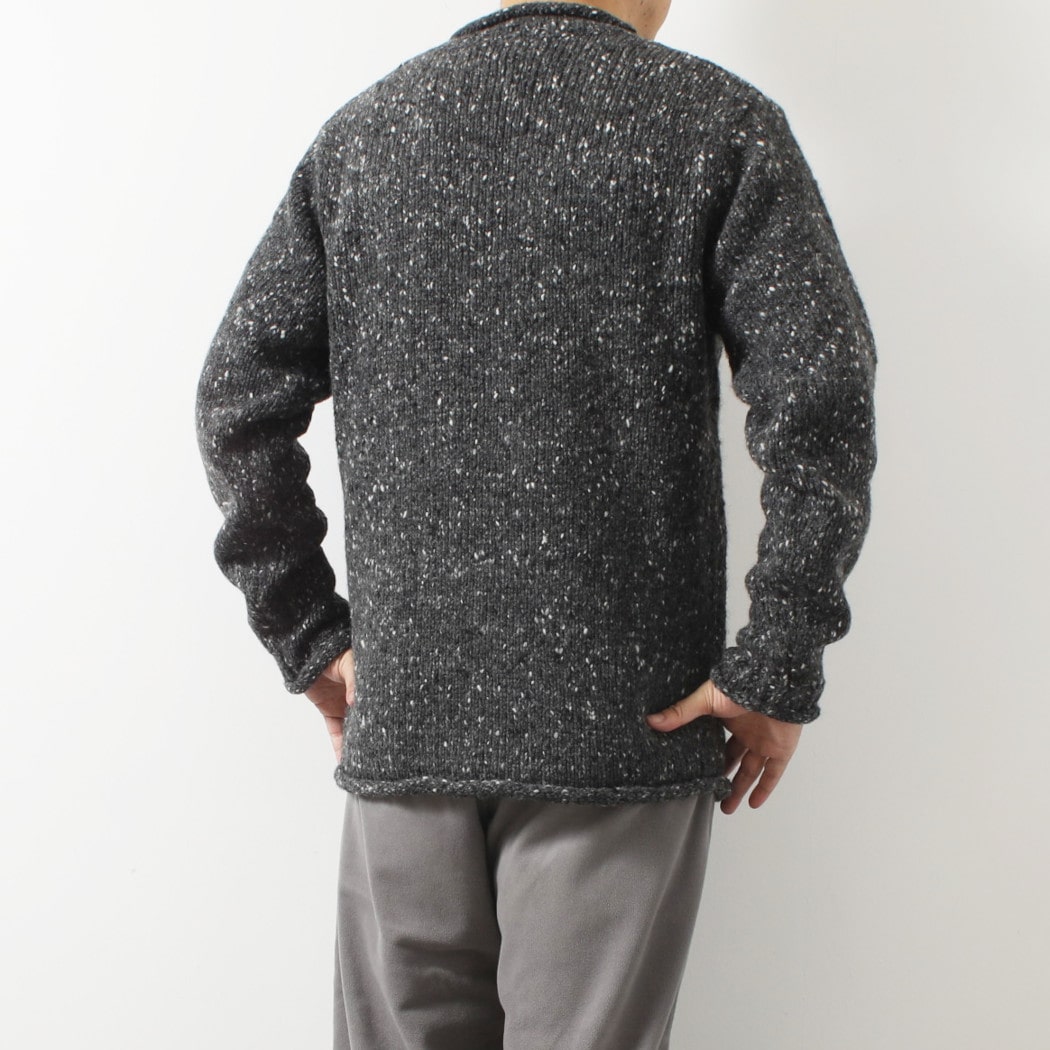 aran woollen mills アラン ウーレン ミルズ Roll Neck Sweater ツイードロールネックセーター454 ブラック