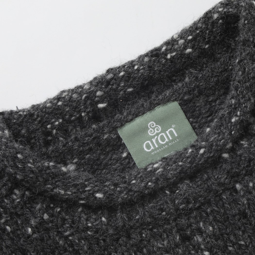 aran woollen mills アラン ウーレン ミルズ Roll Neck Sweater ツイードロールネックセーター454 ブラック