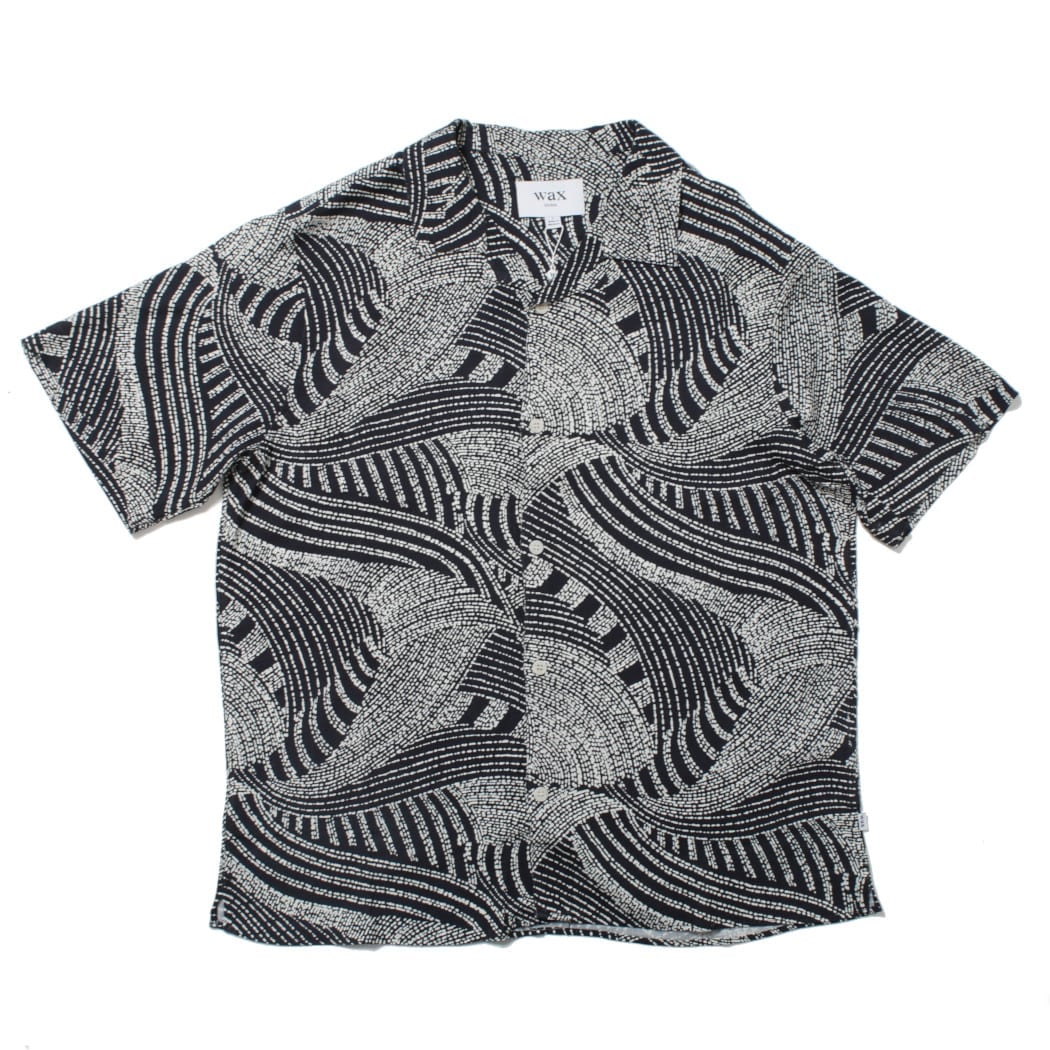 WAXLONDON ワックスロンドン ディドコット レーヨン シャツ BPP-NVE_DIDCOT DOTTED SWIRL NAVY/ECRU