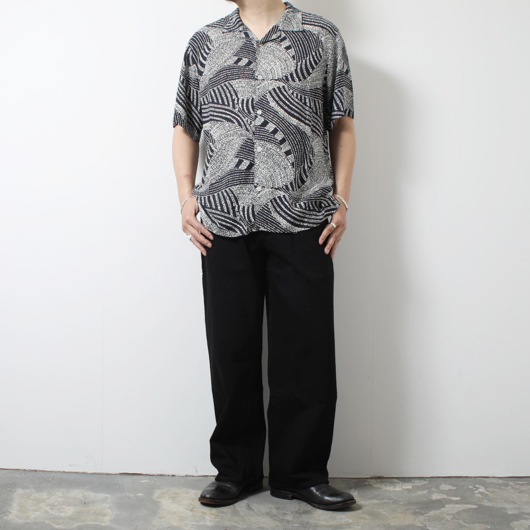 WAXLONDON ワックスロンドン ディドコット レーヨン シャツ BPP-NVE_DIDCOT DOTTED SWIRL NAVY/ECRU