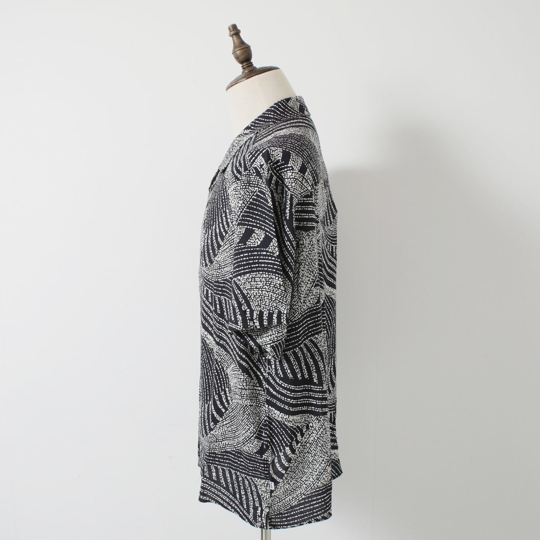 WAXLONDON ワックスロンドン ディドコット レーヨン シャツ BPP-NVE_DIDCOT DOTTED SWIRL NAVY/ECRU