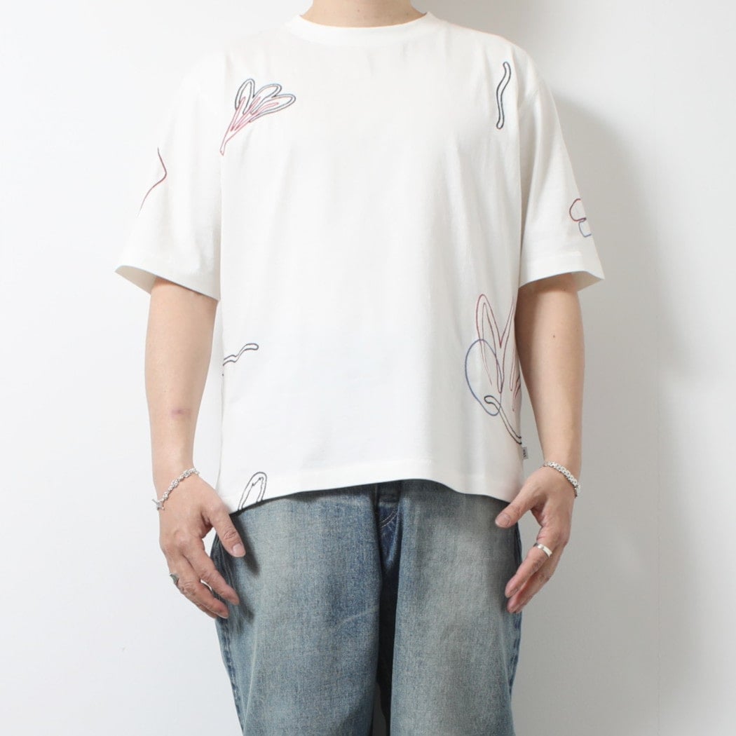 WAX LONDON ワックスロンドン ミルトン ショートスリーブ 刺繍 Tシャツ ホワイト