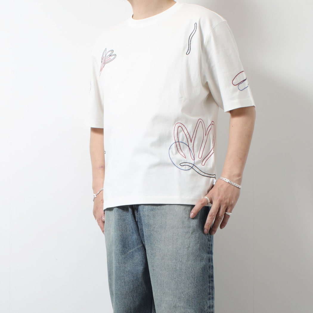 WAX LONDON ワックスロンドン ミルトン ショートスリーブ 刺繍 Tシャツ ホワイト