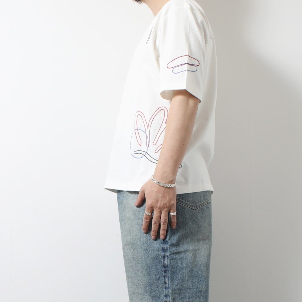 WAX LONDON ワックスロンドン ミルトン ショートスリーブ 刺繍 Tシャツ ホワイト