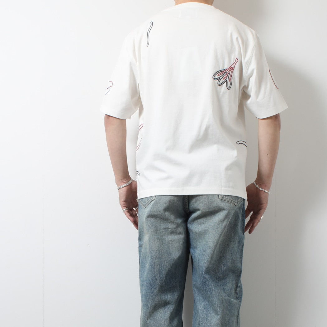 WAX LONDON ワックスロンドン ミルトン ショートスリーブ 刺繍 Tシャツ ホワイト