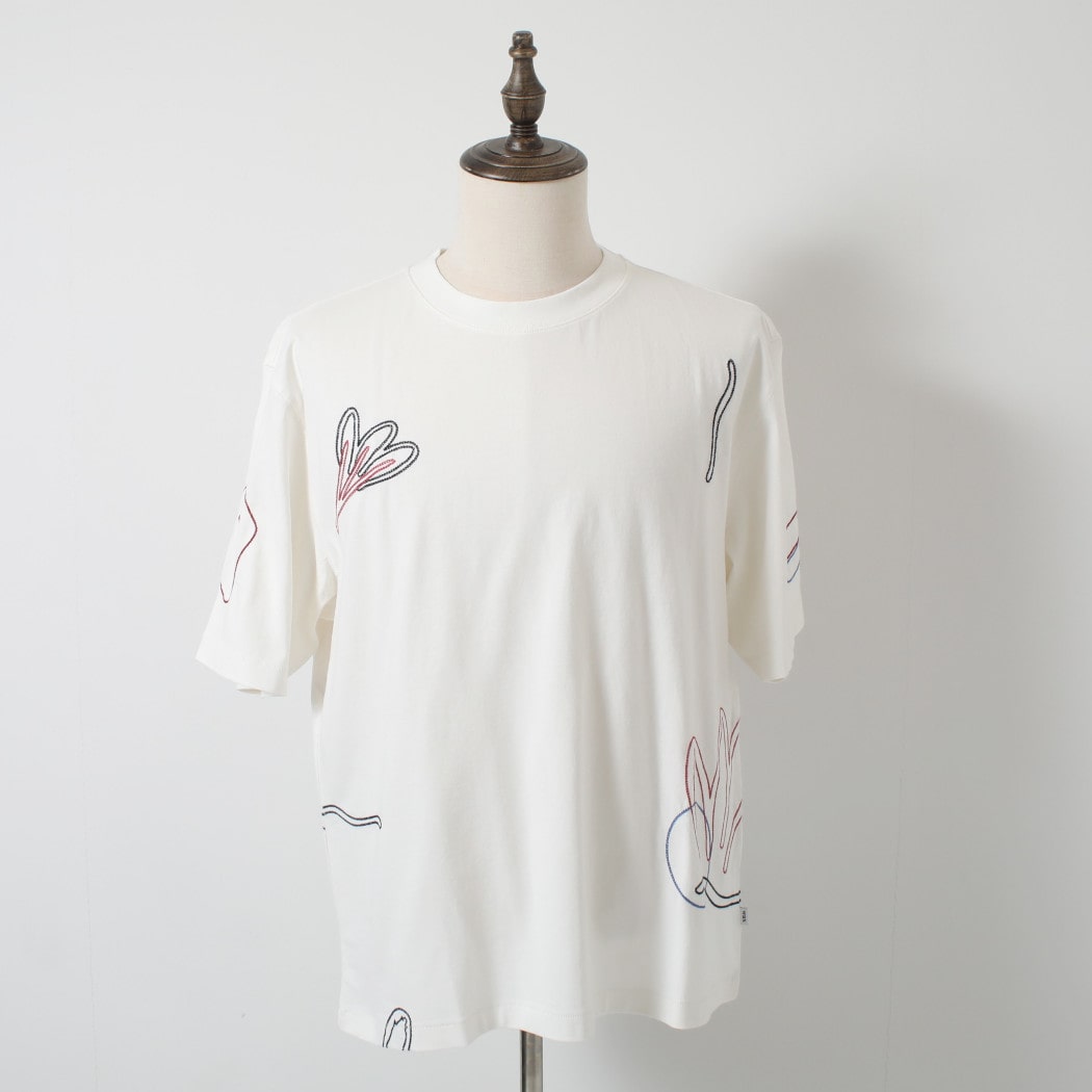 WAX LONDON ワックスロンドン ミルトン ショートスリーブ 刺繍 Tシャツ ホワイト