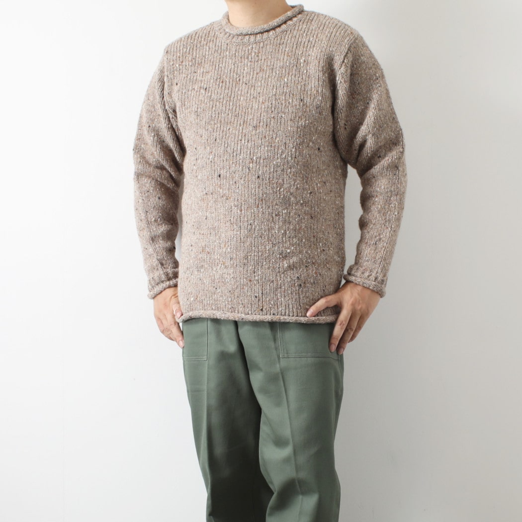 aran woollen mills アラン ウーレン ミルズ Roll Neck Sweater ツイードロールネックセーター 457 ベージュ