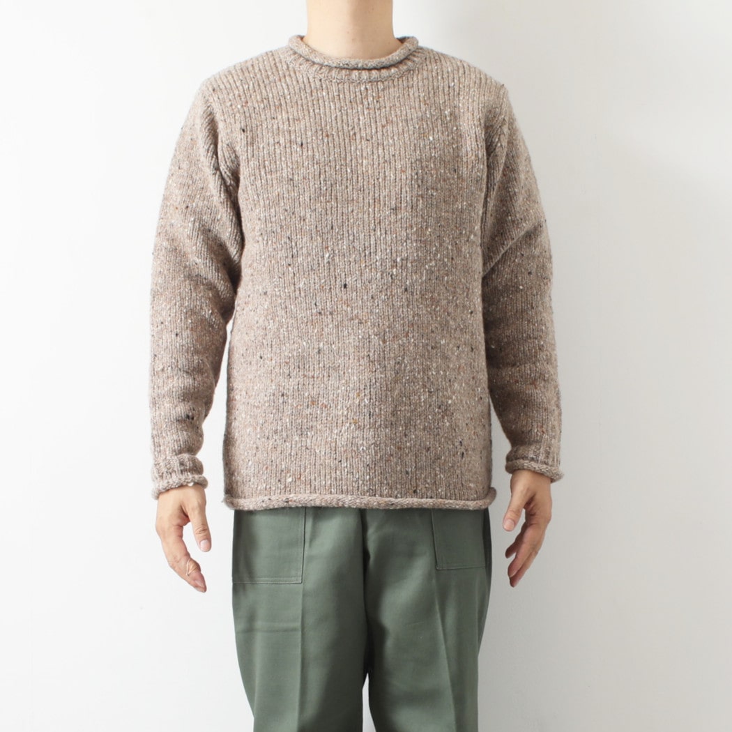 aran woollen mills アラン ウーレン ミルズ Roll Neck Sweater ツイードロールネックセーター 457 ベージュ