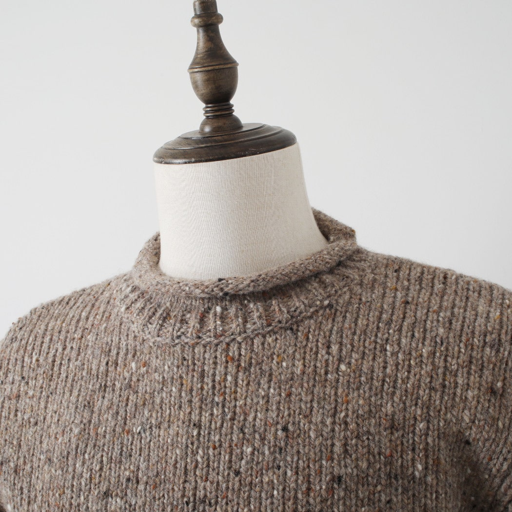 aran woollen mills アラン ウーレン ミルズ Roll Neck Sweater ツイードロールネックセーター 457 ベージュ