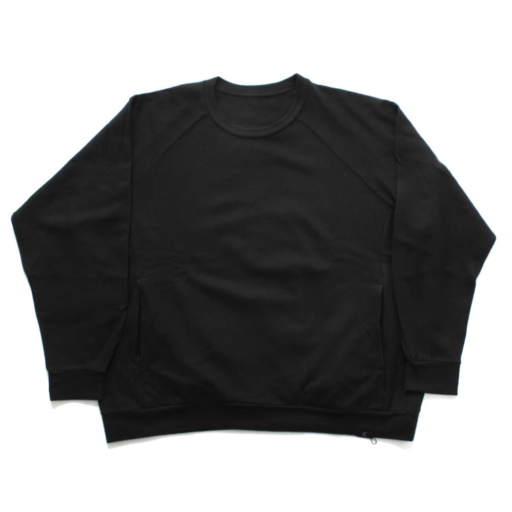 capertica カペルチカ スーパー140s ウォッシャブルウール ポケット付き スウェット トレーナー EBONY