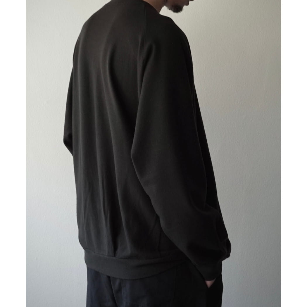 capertica カペルチカ スーパー140s ウォッシャブルウール ポケット付き スウェット トレーナー EBONY