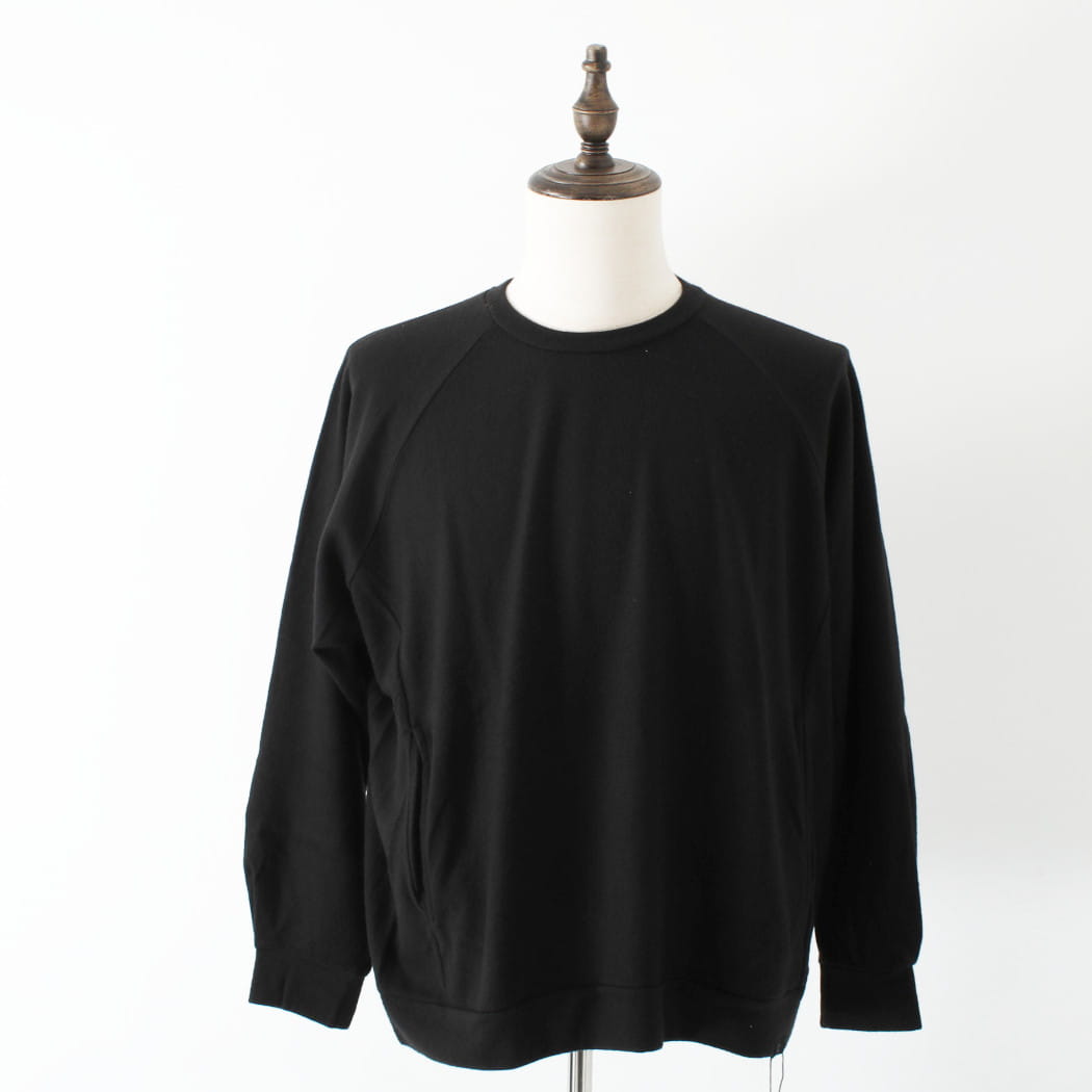 capertica カペルチカ スーパー140s ウォッシャブルウール ポケット付き スウェット トレーナー EBONY