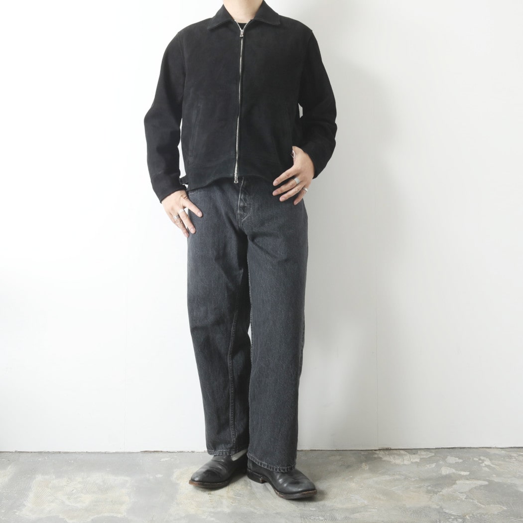 ブラック 牛革　スエード ジャケット Mサイズ Mo-LAWS レザージャケット メンズ スウェード スエード 本革 ゴート