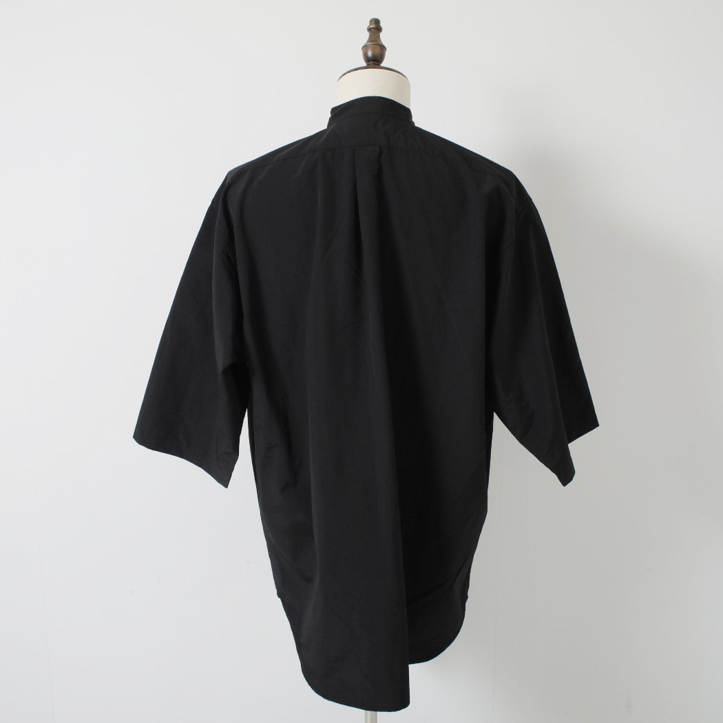 BURLAP OUTFITTER バーラップアウトフィッター 3/4 B.C. SHIRT BLACK 3/4 サプレックスナイロン 七分袖 バンドカラー ビッグ シャツ ブラック