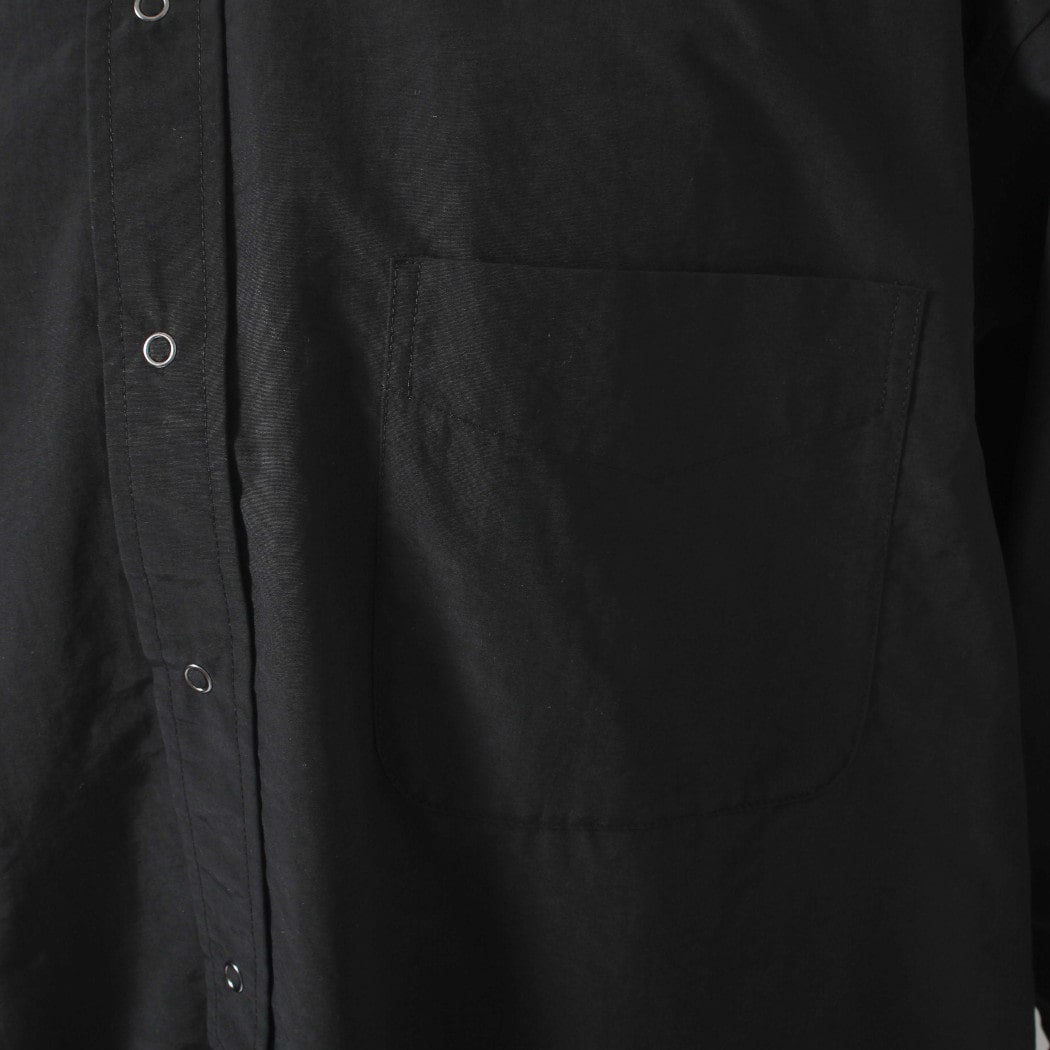 BURLAP OUTFITTER バーラップアウトフィッター 3/4 B.C. SHIRT BLACK 3/4 サプレックスナイロン 七分袖 バンドカラー ビッグ シャツ ブラック