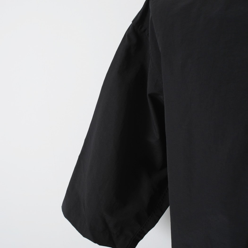 BURLAP OUTFITTER バーラップアウトフィッター 3/4 B.C. SHIRT BLACK 3/4 サプレックスナイロン 七分袖 バンドカラー ビッグ シャツ ブラック