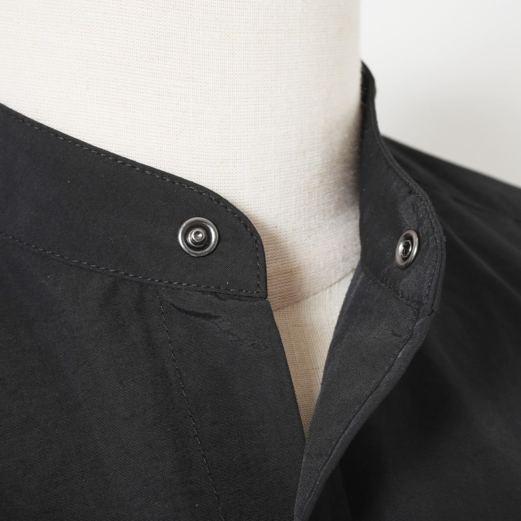 BURLAP OUTFITTER バーラップアウトフィッター 3/4 B.C. SHIRT BLACK 3/4 サプレックスナイロン 七分袖 バンドカラー ビッグ シャツ ブラック