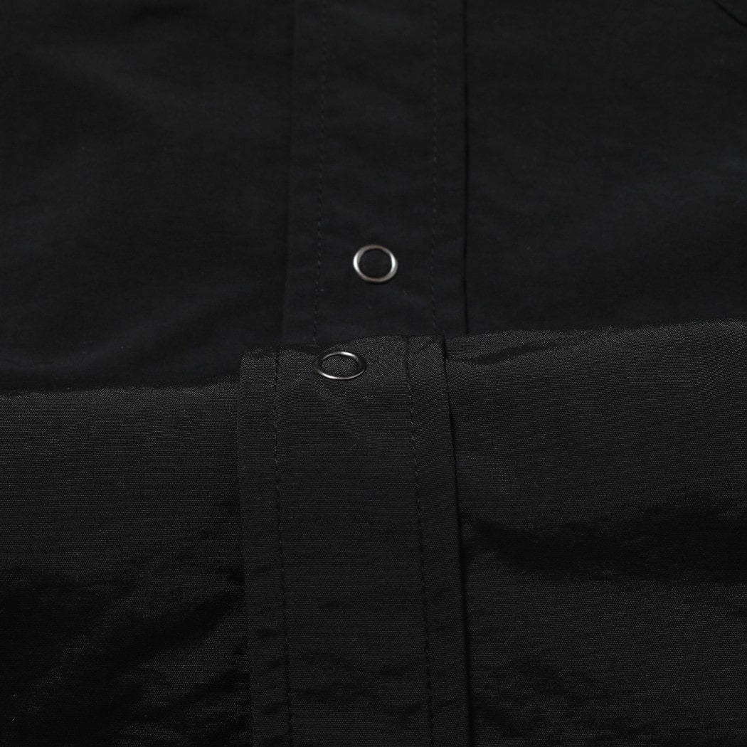 BURLAP OUTFITTER バーラップアウトフィッター 3/4 B.C. SHIRT BLACK 3/4 サプレックスナイロン 七分袖 バンドカラー ビッグ シャツ ブラック